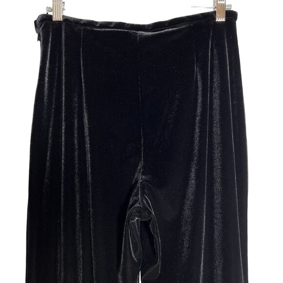 Vintage FRANK USHER High Rise Velvet Pants SIZE 8 Black Side Zip Wide Leg - Picture 5 of 10
